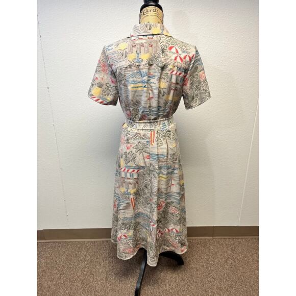 Denim & Co. Shirt Dress Belted Waist Printed Midi Multicolor Women's Size S - Picture 2 of 12
